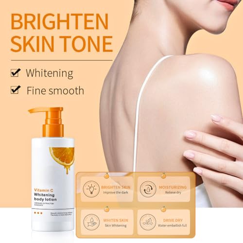 Vitamin C Brightening Body Lotion, Large-capacity Vitamin C Body Lotion, Vitamin C Body Cream, Body Moisturiser for Dry Skin, Nourishing Body Skin Care, Fast Absorbing, Non-Greasy, 250ml - Image 3