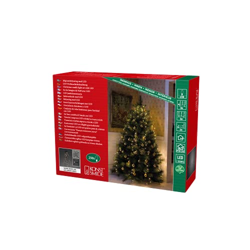 Konstsmide LED Baummantel mit Ring, für Weihnachtsbaum, 5 Stränge à 50 Dioden, vormontiert, 250 warm weiße Dioden, 24V Innentrafo, dunkelgrünes Kabel - 6362-120