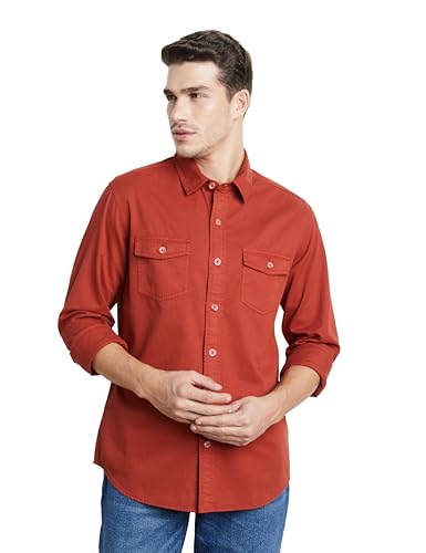 Image of Symbol Premium Men Long Sleeve Casual Washed Cotton Twill Shirt (Regular Fit)