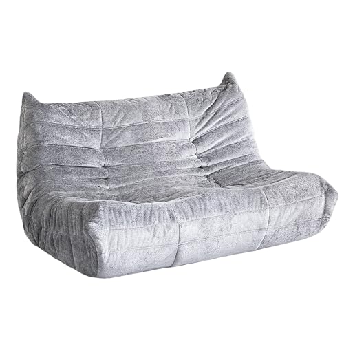 Image of Bean Bag Chair, 2 Seater Lazy Bean Bag Sofa Memory Foam Couch, Giant Bean Bag Chairs for Adults, Loveseat Fireside Chair for Living Room, Bedroom, Office(Light Grey)