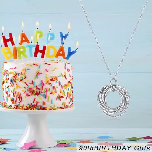 Image of IEFLIFE Birthday Gifts for Women, Sterling Silver Chain Birthday Necklaces, 40th 50th 60th 70th 80th 90th Birthday Necklace, 40 50 60 70 80 90 Years Old Birthday Gifts, 4 5 6 7 8 9 Decade Birthday Jewelry for Women