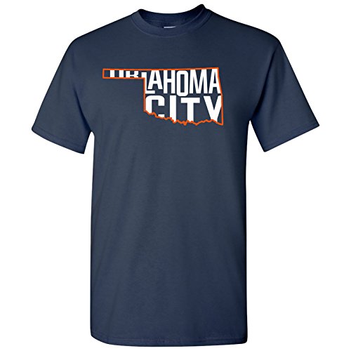 UGP Campus Apparel Oklahoma City Basketball State Outline - Hometown Sports Fan Oklahoma T Shirt - 2X-Large - Navy