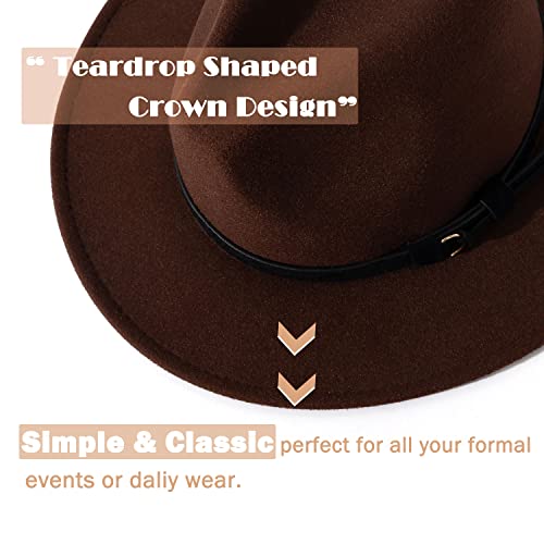 Image of Lisianthus Men & Women Vintage Wide Brim Fedora Hat | Classic Belt Buckle Decor, Adjustable Drawstring, Inner Breathable Sweatband, Timeless Style, Ideal for Travel & Daily