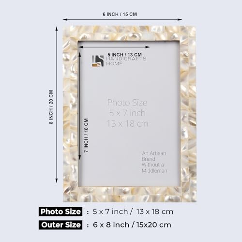 Image of Handicrafts Home 5x7 Picture Frames Pack of 2 - Mother of Pearl Collection Handcrafted Photo Frames, Perfect for Wall & Tabletop Display, Ideal Home Decor Gift