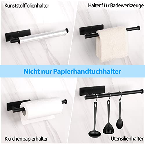 Foto von Deymogs Küchenrollenhalter Schwarz, Küchenrollenhalter Ohne Bohren, Küchenrollenhalter Wand Edelstahl für Speisekammer, Waschbecken, Badezimmer, Rechteck 33,7cm