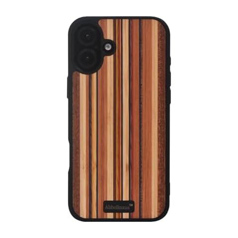 Abbolinxus for iPhone 16 Plus Magnetic Wood Case. Unique & Classy Shockproof Protective Cover. Compatible with MagSafe Magnetic Charging. Real Wooden Overlay on Soft Black TPU（Color Wood Cover