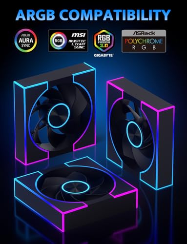 Image of darkFlash 3-Pack 120mm PC Case Fans, PWM ARGB Sync, Addressable RGB Cooling Fans for Computer Case & High Airflow Reverse(DM8R LINE, Black)