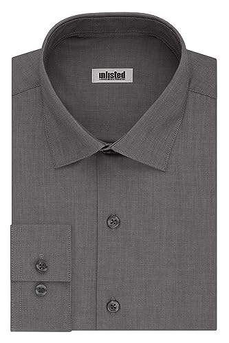 Image of Kenneth Cole REACTION Unlisted Men's Slim Fit Solid Cotton Spread Collar Full Sleeves Formal Dress Shirt