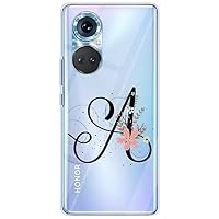 Custodia Personalizzata Lettera K Mixroom - Cover Custodia Case In TPU Silicone Morbida Sfondo Trasparente Per Samsung Galaxy S22 Fantasia Iniziali Lettera F Con Fiori Custodia Mixroom Con Stampa UV