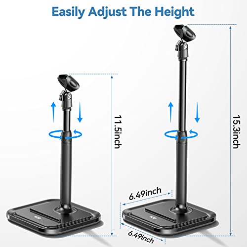 Desktop Microphone Stand With Phone Holder, 2 In 1 Adjustable Mic Stand Desk With Pop Filter, Shock Mount, Microphone Clip, 3/8" To 5/8" Metal Screw Adapter For Blue Yeti Snowball Ice And Other Mics #TOP6