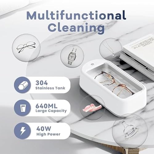 Image of Ultra Sonic Jewellery Cleaner, Ultrasonic Cleaner Machine, Ultrasonic Glasses Cleaner, 360 Professional Low Noise Portable USB Cleaning Machine for Glasses Jewelry (A99)