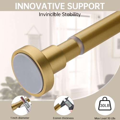Image of BRIOFOX Shower Curtain Rod Adjustable 18-78 Inch, Stainless Steel Spring Tension Shower Rod No Drilling Non Slip, Warm Gold