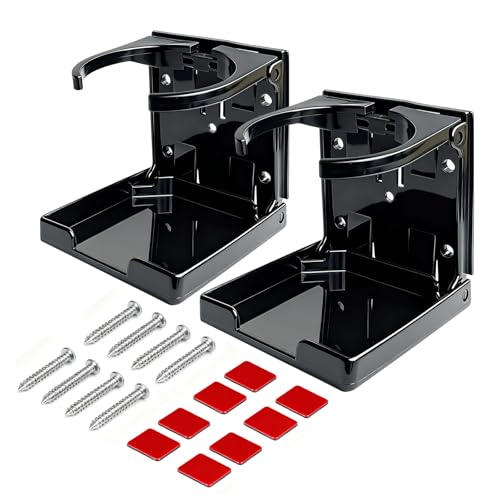 Portavasos plegable ajustable para vehículo 2 piezas negro miniatura 1