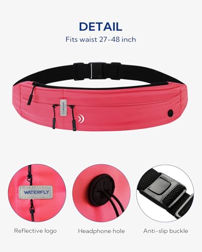 Image of WATERFLY Running Belt Fanny Pack: Runner Marathon Jogging Waist Pack Sport Workout Exercise Fitness Phone Holder Belt for Men Women Jogger Slim Waistband