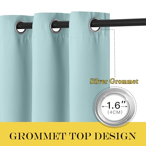 NICETOWN Sliding Door Curtain 84 inches Long, Grommet Privacy Darkening Window Treatment Sound Reducing Room Divider for Bedroom/Kids Room, 1 Panel, Sky Blue, W100 x L84