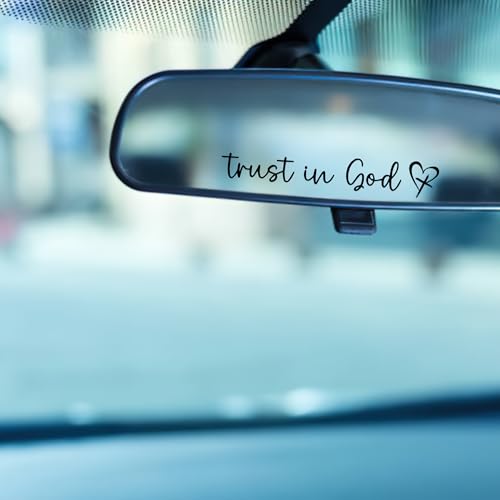 Image of Miarita 3X Trust in God Rearview Mirror Sticker, Mirror Decals, Christian Car Accessories, Car Stickers and Decals for Women, Cute Car Stickers, Valentines Day Gifts for Her (Trust in God Black)