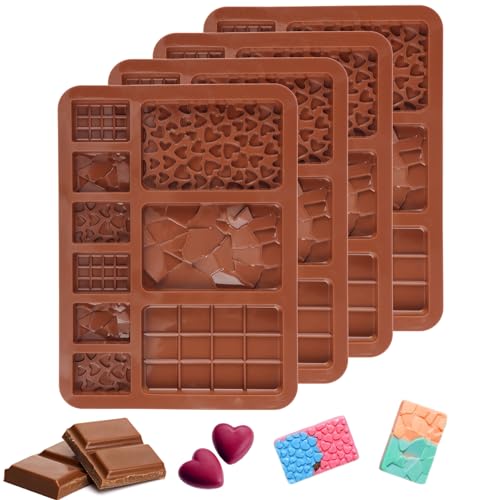 Schokoladenform Silikon 4 St&uuml;ck, RUNEAY 3D Schokolade Silikonform Pralinenform Silikon Schokolade Selber Machen Set, Silikonform Pralinen Selber Machen Pralinen Formen f&uuml;r DIY Schokolade