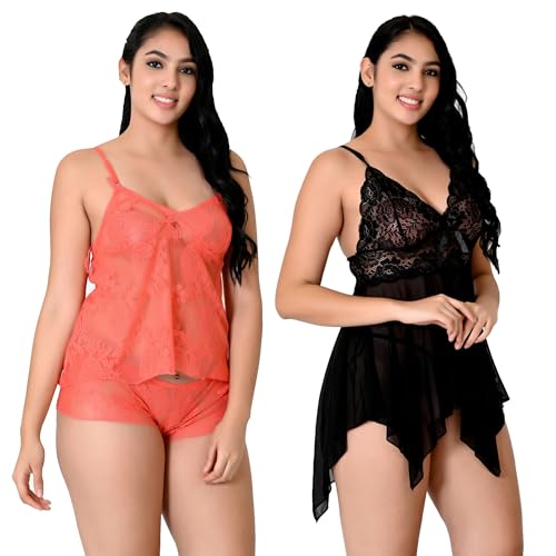 Image of Love Maker, Women's Cotton Satin Lingerie Bra & Panty Set, Combo Pack of 2 in Red, Pink, Black, Purple, Maroon, S to 3XL