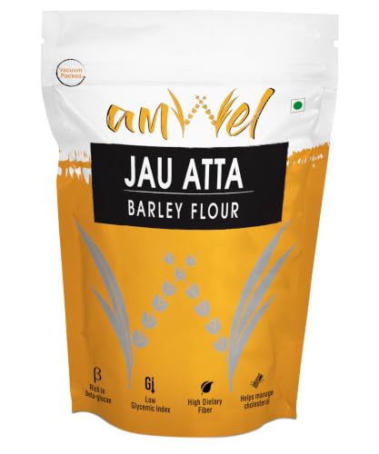 Image of Amwel Jau Atta - Barley Flour 450g, Jaun ka atta | जौ का आटा | Rich in Dietary Fiber, Good for Digestion, Weight Loss, Gut health (Vaccum Packed)