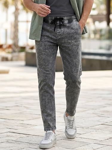 Image of Urbano Fashion Men Mid Rise Regular Fit Washed Jogger Jeans Stretchable