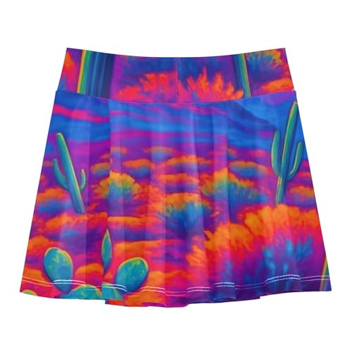 Kids Tennis Skirts Neon Desert Cactus Girls' Shorts Athletic Skorts Dance Golf Butterfly 4t2