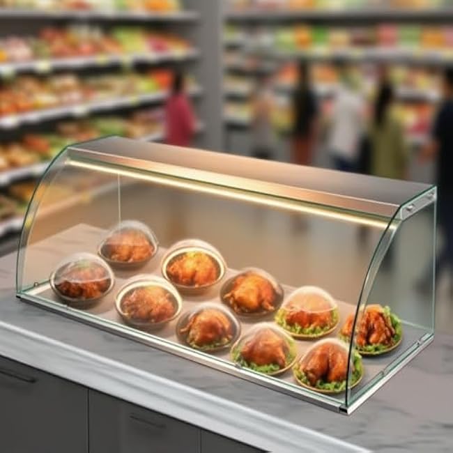 Pastry Display Case, Commercial Refrigerated Buffet Glass Cover, Clear Bread Storage Food Display Table For Bread Dessert Cookie(114x53x50cm)
