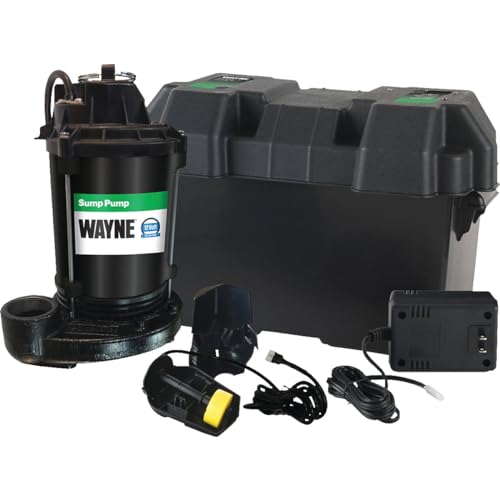 WAYNE ESP25n - 12 Volt Battery Back Up Sump Pump, Battery Not Included - Up to 2,700 Gallons Per Hour - Heavy Duty Basement Sump Pump
