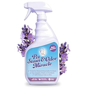 Sunny & Honey Pet Stain & Odor Miracle – Enzyme Cleaner for Dog Urine Cat Pee Feces, Enzymatic Solution for Carpet, Rug, Car upholstery, Couch, Mattress, stain Eliminator (Light Lavender, 32 FL OZ)