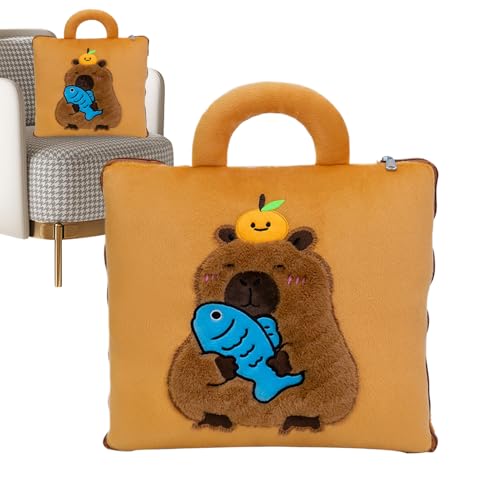 Genérico Manta Almohada De Viaje - 2 En 1 Manta Avion Almohada Capibara para Viajar,Soporte Lumbar Suave para Oficina Viajes Dormitorio Auto Camping,Siesta Oficina Colegio Hogar Viaje Negocios