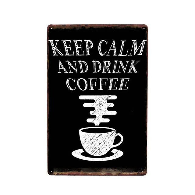 ABCDEFG - 4 placas de metal vintage con texto en inglés "Coffee Makes Everything Possible", para cafetería, bar, pub, decoración de pared para el hogar, la cocina y el jardín
