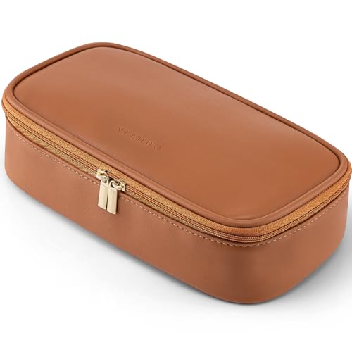 Vlando Travel Makeup Bag,Small Makeup Bag for Women,Gifts for Women Girls, Makeup Pouch Purse Travel Essentials Toiletries-Brown 01-Brown