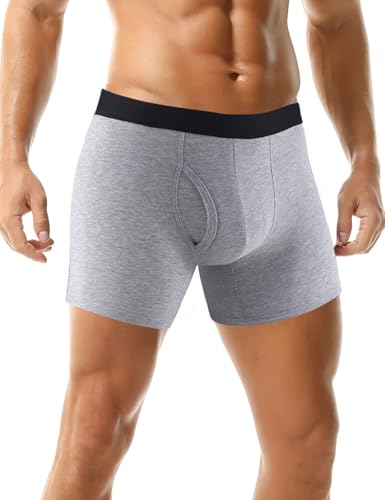 3 Pack Mens Cotton Boxer Briefs Soft Stretch Underwear Breathable Trunks4