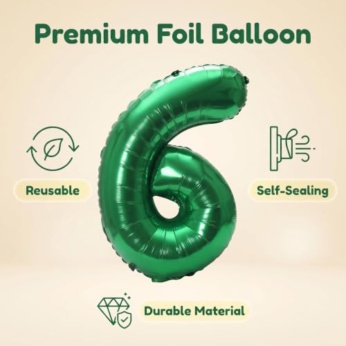 Image of YPSelected 32 Inch Large Foil Helium Number Balloon Birthday Wedding Party 0-9 (Green, 6)