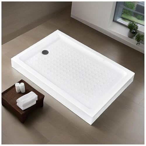 Base de ducha rectangular con drenaje, kit de bandeja de ducha reforzada con acrílico con superficie texturizada antideslizante, bandeja de ducha de superficie plana para baño