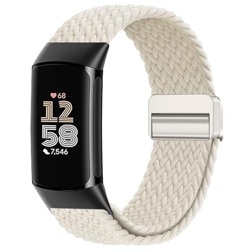 Yeahxing Magnetic Braided Nylon Band Compatible with Fitbit Charge 6/Charge 5, Upgrade Adjustable...