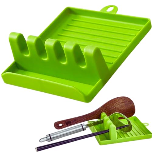 Appoggia Cucchiaio Mestolo Plastica Resistente Utile Lavabile Prtaico Utensile Casalingo Ristorante Mensa Campeggio Colore Verde Protegge Piano lavoro