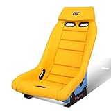 NRG Innovations PRI-100YL-OASIS Prisma GT Fixed Back Bucket Racing Seat with Side Mount Bracket,Yellow Leather Yellow Stitching/GT Oasis Blue Back
