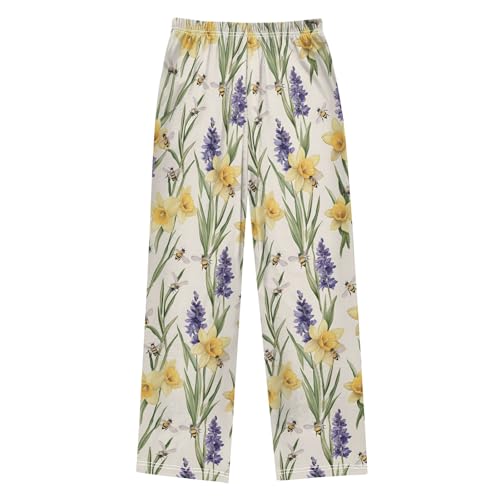 Pajama Pants Lounge Sleep PJ Bottoms Sleepwear Elastic Waist Drawstring XL Lavender Bee2