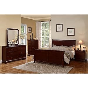 simple relax King Size Wood Bed in Cherry Finish
