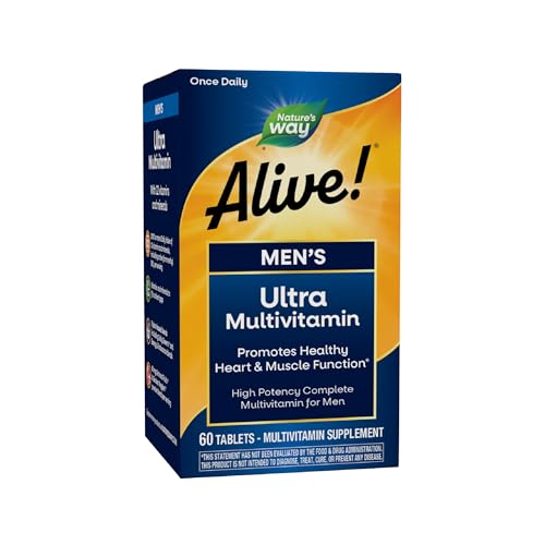 Nature's Way Alive! Once Daily Men's Multivitamin, Ultra Potency, Food-Based Blends (291mgper serving), 60 Tablets