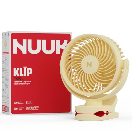 Image of NUUK KLĪP Rechargeable Clip Fan | 3000mAh Battery | Up to 8 hrs Runtime | Super - silent BLDC Motor | 4 Speed Modes | 360 Manual Head Rotation | Strong 0-55mm Clamp | Type-C Charging
