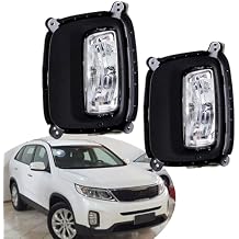 2-Pack Front Fog Light Assembly Driver and Passenger Side Replacement for So-rento 2014 2015 w/Bulbs Bezel Set Fog Lamp