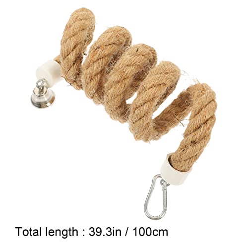 Ipetboom Brinquedos de papagaio para pássaros, corda espiral, poleiro, juta, papagaio, balanço, esca