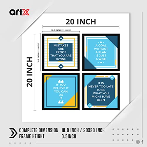 Image of ArtX Paper Motivational Quotes You Can Do It Wall Art Painting, Framed Paintings For Home Office Decor 20 X 20 inches (Combined), 10.0 X 10.0 each, Multicolor Posters With Frame, Set of 4