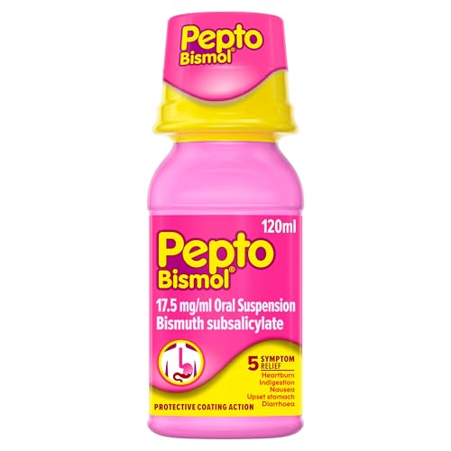 Pepto-Bismol for Nausea Heartburn Indigestion Upset Stomach and Diarrhoea Relief 5 Symptom Relief 120ml