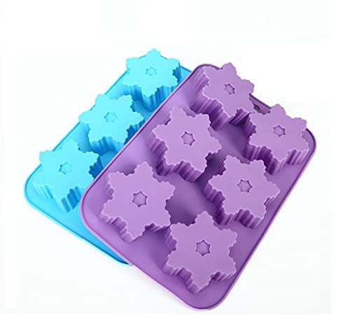 Aramex 6 Cavity Snowflake Chocolate Mold Soap Ice Tray Silicone Mould Christmas Handmade Craft Cake Making Mold - 1 Pcs