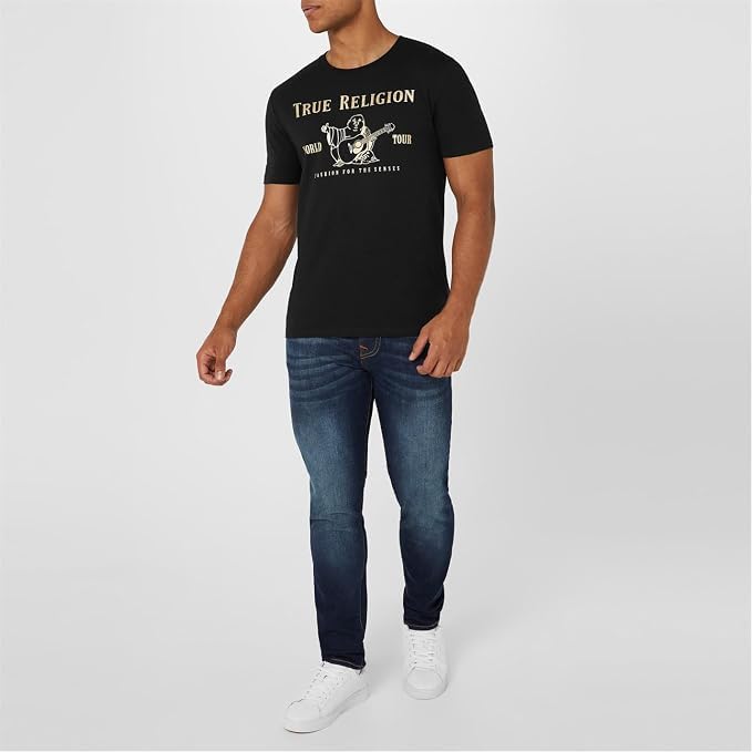 True Religion Herren Kurzärmliges Buddha-Motiv T-Shirt, Schwarz, XL – Ansicht 2