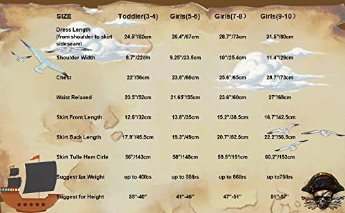 Girl's Pirate Costume Dress，Buccaneer Princess Dress With Sword,Eye-Patch,Coins,Jewels,Earring 5-6years - Image 7