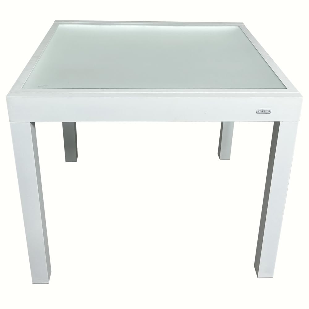 MOMMA HOME Set Mesa Extensible y 6 sillas terraza, Conjunto Muebles Jardín Exterior 7 Piezas, Estructura de Aluminio, Mesa y Sillas Terraza Impermeables, Resistentes a Exterior (Blanco)