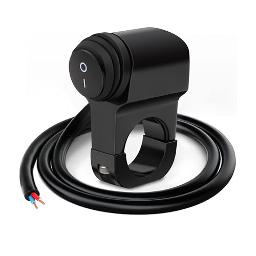 Interrupteur de Guidon de Moto 22 mm Commutateur de Commande de Guidon de VTT Étanche aux Éclaboussures pour Phares Antibrouillard Frein 12V-24V